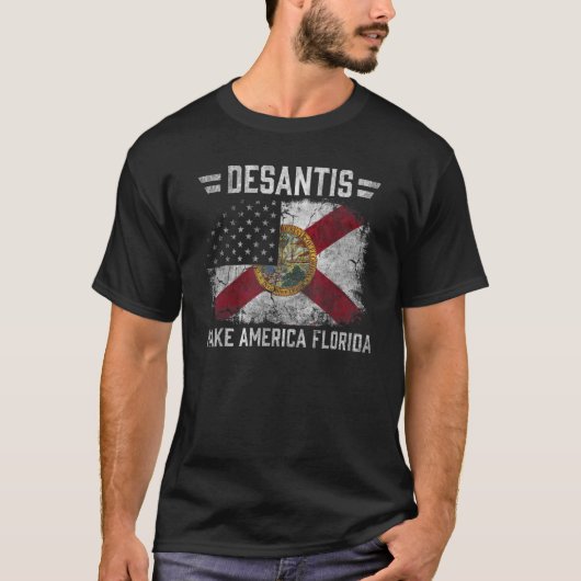 ヴィンテージRon DeSantis 2024 Make America Florida Ame Tシャツ (正面)