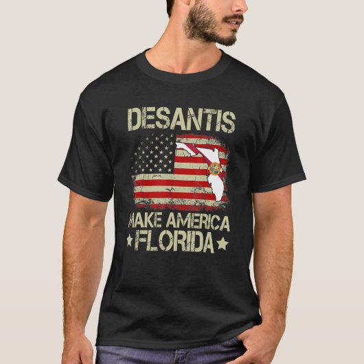 ヴィンテージRon DeSantis 2024 Make America Florida Ame Tシャツ (正面)