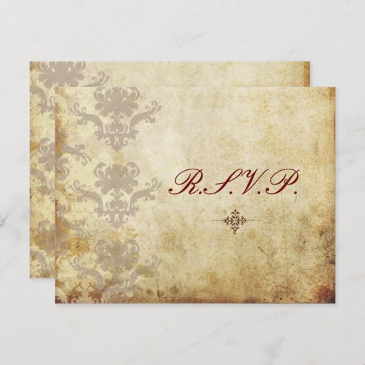 ヴィンテージRSVPには5x7結婚式招待状が必要 出欠カード (正面/裏面)