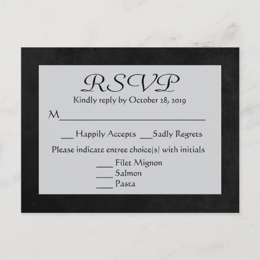ヴィンテージRSVPグレー&ブラックチャックボードポストカード インビテーションポストカード (正面)