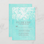 ヴィンテージRSVP – 文字列ライト – 青 出欠カード (正面/裏面)