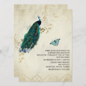 *~*ヴィンテージRSVP QR ビクトリアン Peacock AR24結婚 招待状 (正面/裏面)