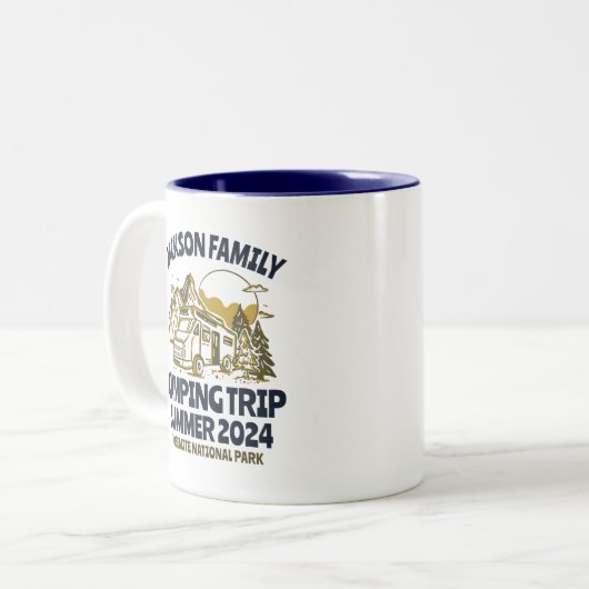 ヴィンテージRVカラバンファミリー懇親会キャンピングトリップ ツートーンマグカップ (正面左)