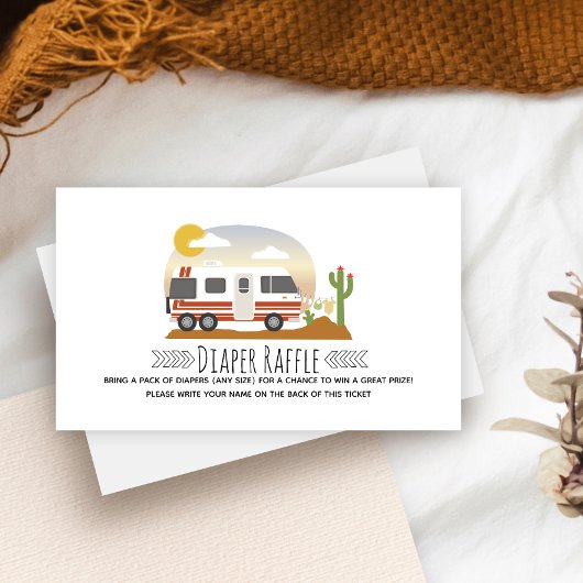 ヴィンテージRVデザート赤ちゃんシャワーおむつラッフル エンクロージャーカード