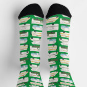 ヴィンテージRVトレーラーキャンパーバンライフグリーンキュートおもしろい ソックス (上部)