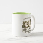 ヴィンテージRVマウンテンファミリーキャンピングロードトリップ ツートーンマグカップ (正面右)