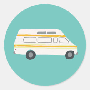ヴィンテージRVヴァンMotorhome Campervanのかわいいスケッチ ラウンドシール