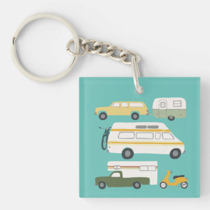 ヴィンテージRVヴァンMotorhome Campervanのトラックのトレーラー キーホルダー