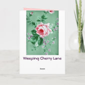 ヴィンテージSage Greenビクトリアンフローラ壁紙カード カード (裏面)