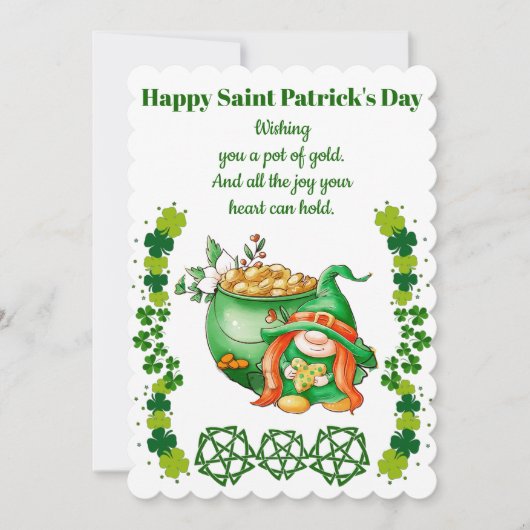ヴィンテージSaint patricks dayクローバー格言ポット金ゴールド シーズンカード (正面)