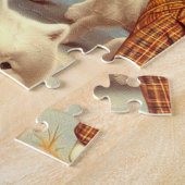 ヴィンテージSamoyed Dogシームレ絵を描ス ジグソーパズル (側面)
