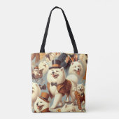 ヴィンテージSamoyed Dogシームレ絵を描ス トートバッグ (裏面)