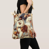 ヴィンテージSamoyed Dogシームレ絵を描ス トートバッグ (クローズアップ)