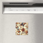 ヴィンテージSamoyed Dogシームレ絵を描ス マグネット (インサイチュ (食洗機))