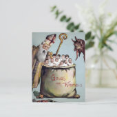 ヴィンテージSantaとKrampusとキッズポストカード ポストカード (スタンド正面)