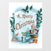 ヴィンテージSanta句(金ゴールド手書き) ウィンドウサイン (シート)