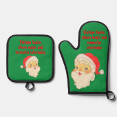 ヴィンテージSanta:魔法と思い出が絡み合う場所 鍋つかみ&鍋敷きセット (正面)