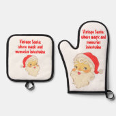 ヴィンテージSanta:魔法と思い出が絡み合う場所 鍋つかみ&鍋敷きセット (正面)