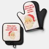 ヴィンテージSanta:魔法と思い出が絡み合う場所 鍋つかみ&鍋敷きセット (正面/裏面)