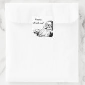 ヴィンテージSanta Black & Whiteステッカー スクエアシール (バッグ)