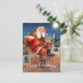 ヴィンテージSanta In Chimneyカスタムファミリーフォト ポストカード (スタンド正面)