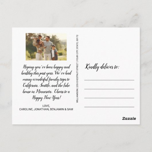 ヴィンテージSanta In Chimneyカスタムファミリーフォト ポストカード (裏面)