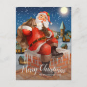 ヴィンテージSanta In Chimneyカスタムファミリーフォト ポストカード (正面)