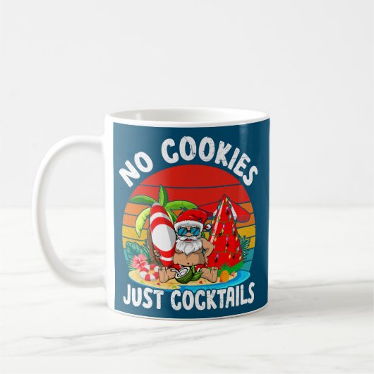 ヴィンテージSanta No Cookies Just Cocktails Christmas コーヒーマグカップ (左)