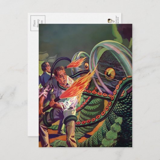 ヴィンテージSci-Fiエイリアン戦はがき ポストカード (正面/裏面)