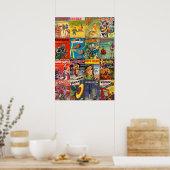 ヴィンテージSci Fiパルプフィクションがコラージュをカバー ポスター (キッチン)