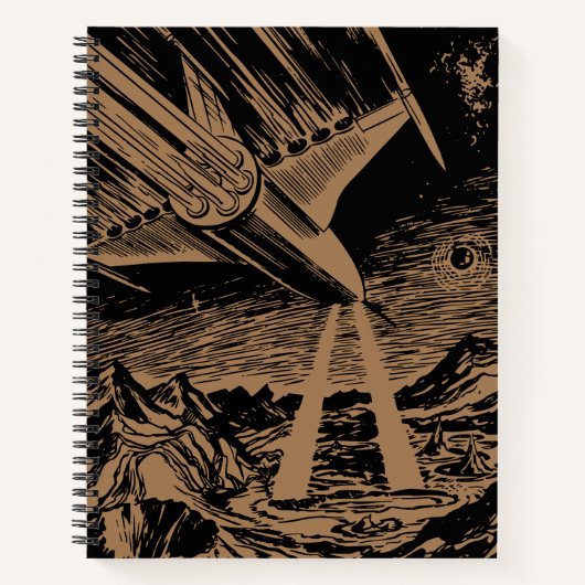 ヴィンテージSci-Fi宇宙ロケット弾ジャーナル ノートブック (正面)