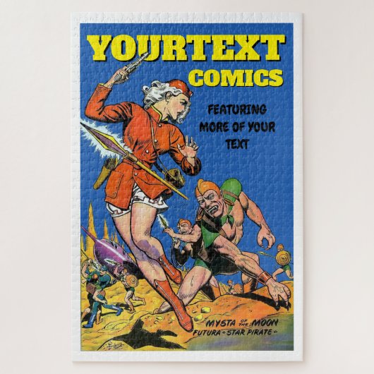 ヴィンテージSci-Fi漫画カバーArt Womanテンプレート ジグソーパズル (縦)