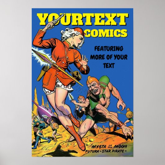 ヴィンテージSci-Fi漫画カバーArt Womanテンプレート ポスター (正面)