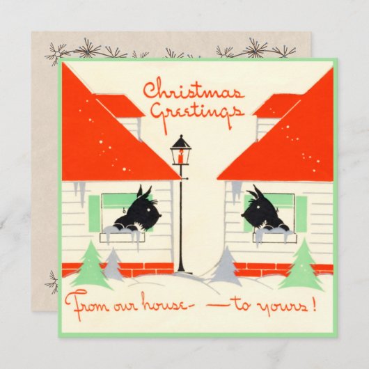 ヴィンテージSCOTTIE犬クリスマスカード シーズンカード (正面/裏面)