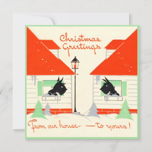 ヴィンテージSCOTTIE犬クリスマスカード シーズンカード (正面)