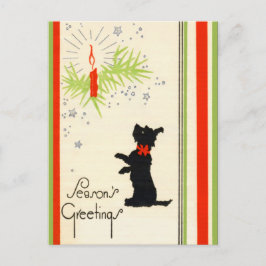ヴィンテージScottie Dogクリスマスポストカード シーズンポストカード