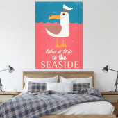 ヴィンテージseagull海辺の旅行ポスター。 キャンバスプリント (インサイチュ (寝室))