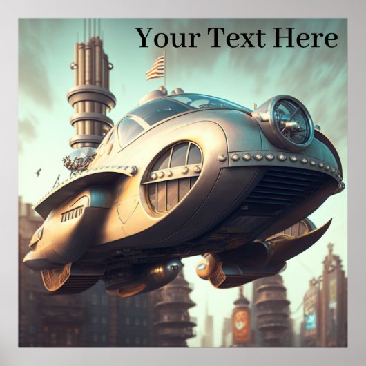 ヴィンテージSFの壮観飛んでいるな車 ポスター (正面)
