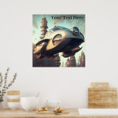 ヴィンテージSFの壮観飛んでいるな車 ポスター (キッチン)