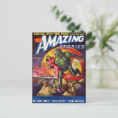 ヴィンテージSFアートロボットのヒーロー ポストカード (スタンド正面)