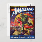 ヴィンテージSFアートロボットのヒーロー ポストカード (正面/裏面)