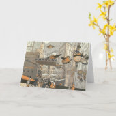 ヴィンテージSFアーバンパリ、スチームパンク カード (黄色い花)