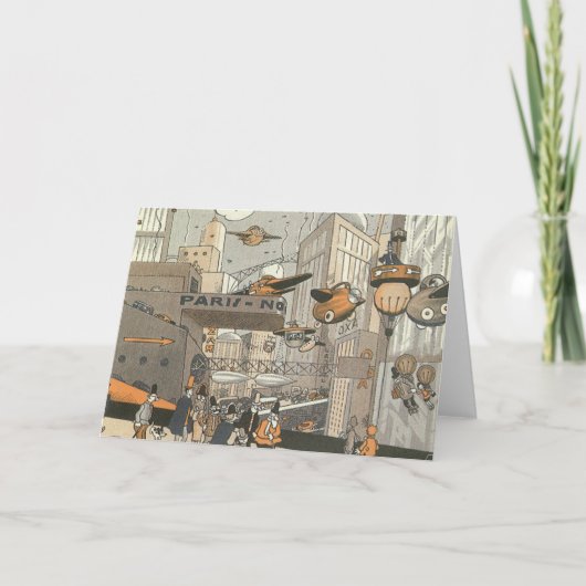 ヴィンテージSFアーバンパリ、スチームパンク カード (正面)