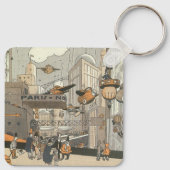 ヴィンテージSFアーバンパリ、スチームパンク キーホルダー (裏面)