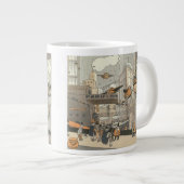 ヴィンテージSFアーバンパリ、スチームパンク ジャンボコーヒーマグカップ (正面右)
