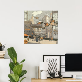 ヴィンテージSFアーバンパリ、スチームパンク ポスター