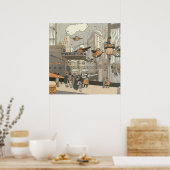 ヴィンテージSFアーバンパリ、スチームパンク ポスター (キッチン)
