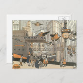 ヴィンテージSFアーバンパリ、スチームパンク ポストカード (正面/裏面)