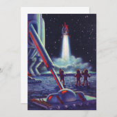 ヴィンテージSFエイリアンがロケットに波打つ (正面/裏面)