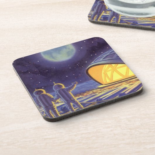 ヴィンテージSFエイリアンのBlue Planet Moon コースター (左側)